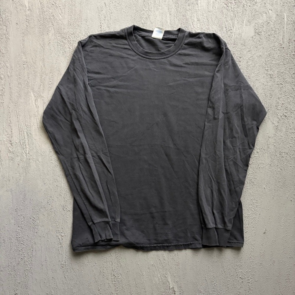Vintage Gildan Long Sleeve Shirt Large Black 2000s Y2K Distressed Cotton